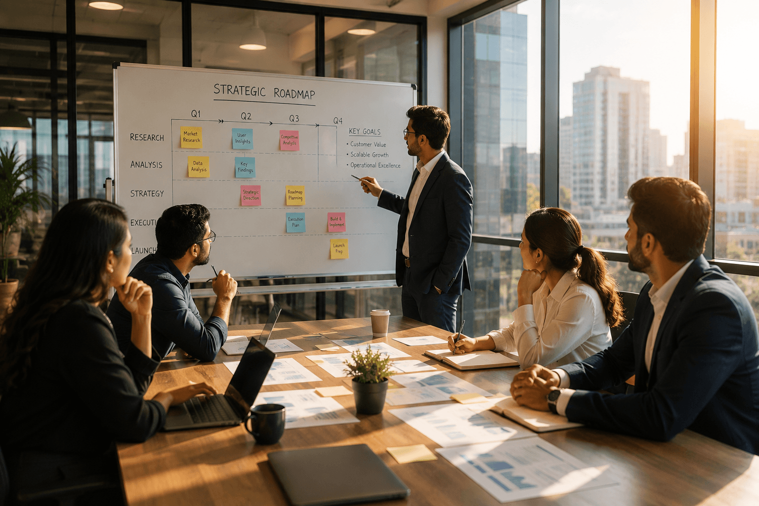 A team mapping a roadmap together